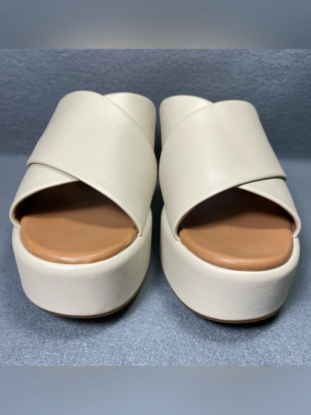 Nordstrom Chunky Heels Platform Beige Sandals, Y2K Inspired Edgy, Women’s Sz 9 M